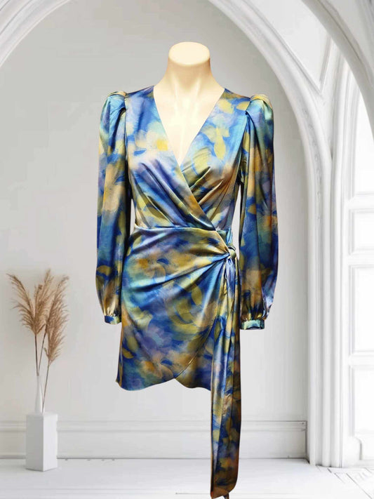 Belle Badgley Mischka Green Blue Dress
