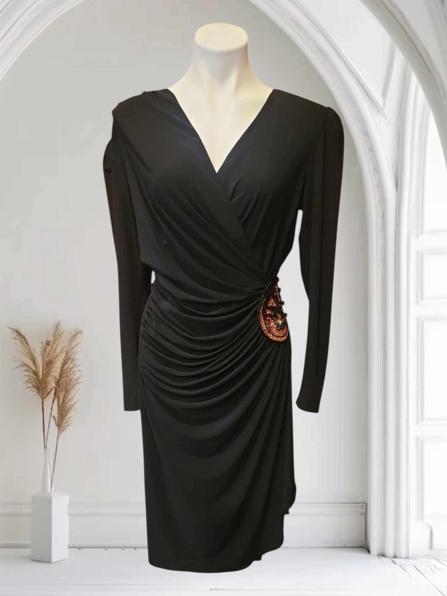 Saks Fifth Avenue Rimini Black Ruching Dress PS Glam Kloset Saks Fifth Avenue Rimini Black Ruching Dress PS Glam Kloset