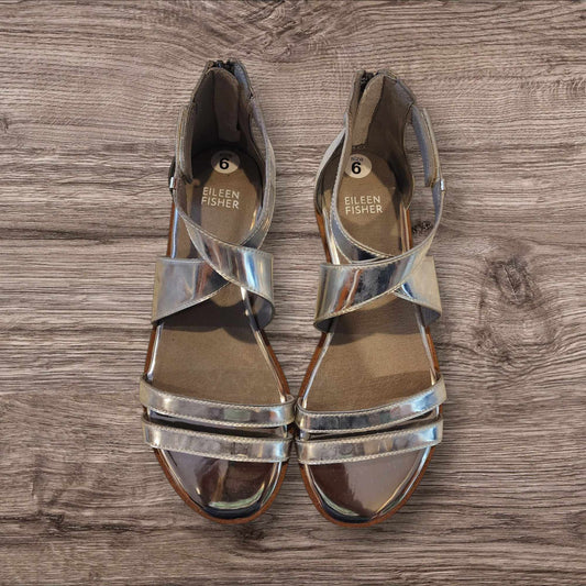 Eileen Fisher Silver Metallic Sandals