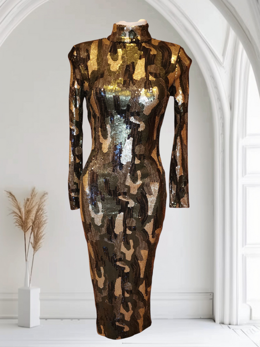 Zara Camo Sequin Dress