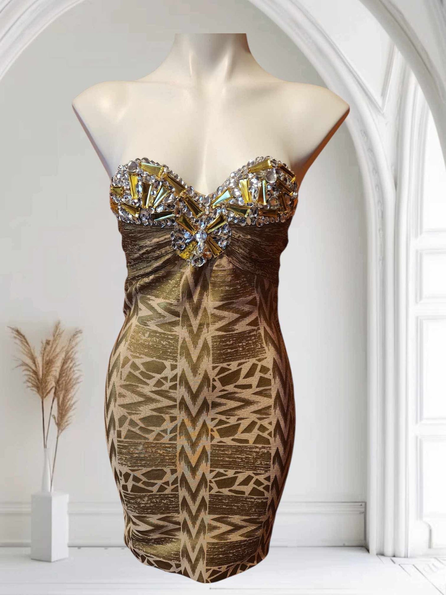 Goldish Bandage Dress